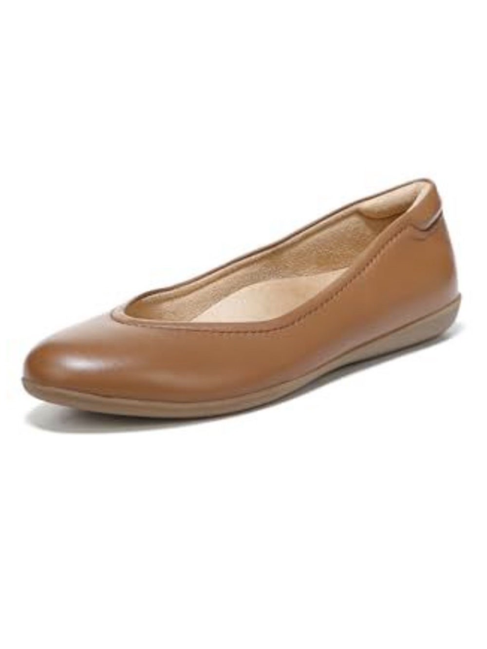 Naturalizer 6.5 WIDE WIDTH Vivienne English Tea Tan Leather Slip On Ballet Flat